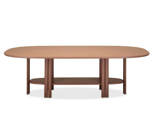 Овальный стол со стальными ножками и столешницей из МДФ