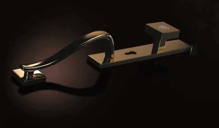 LINEA CALI' Дверная ручка из хромированной латуни с кристаллами Swarovski® на пластине Zen mesh sun-id-1412328 - Вид №1