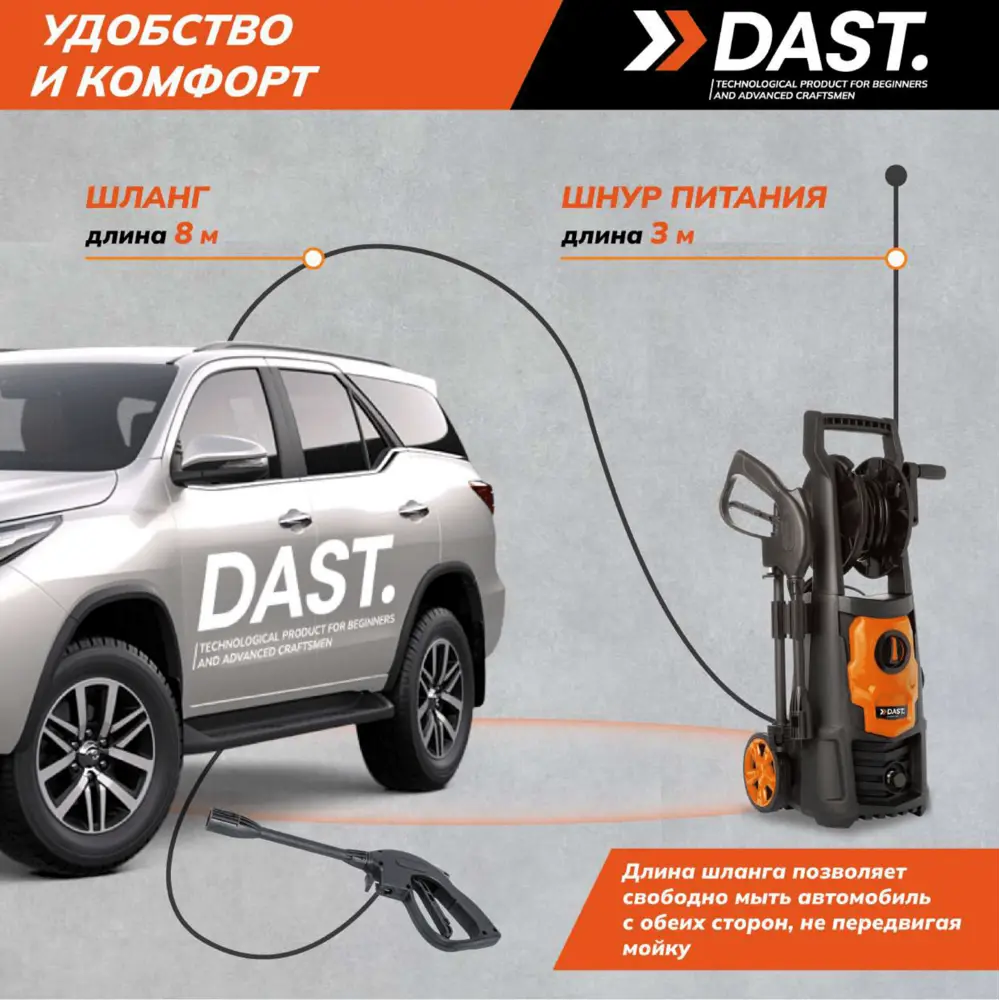 Мойка высокого давления Dast DMVD-2400S, 190 бар, 430 л/ч STLM-2138028 - Вид №2