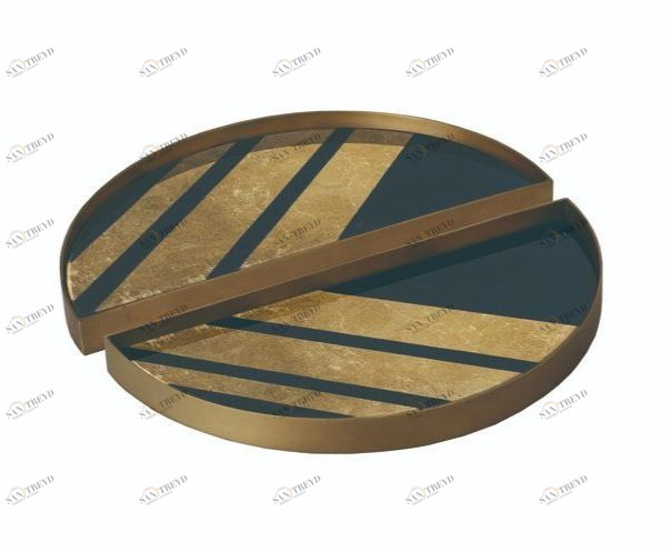 Ethnicraft Круглый стеклянный поднос декорированный вручную Gilded layers 20542