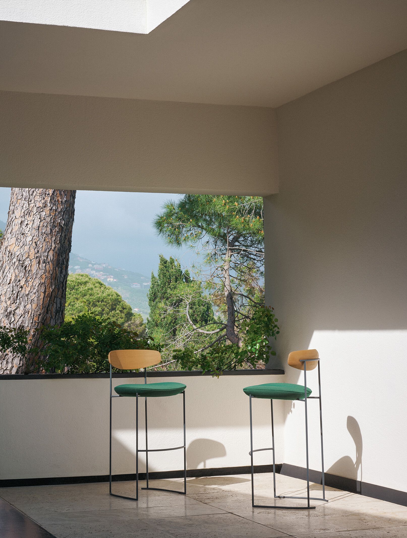 Садовая ткань и металлический высокий стул со спинкой Potocco Keel ARCH-00128279 - Вид №3