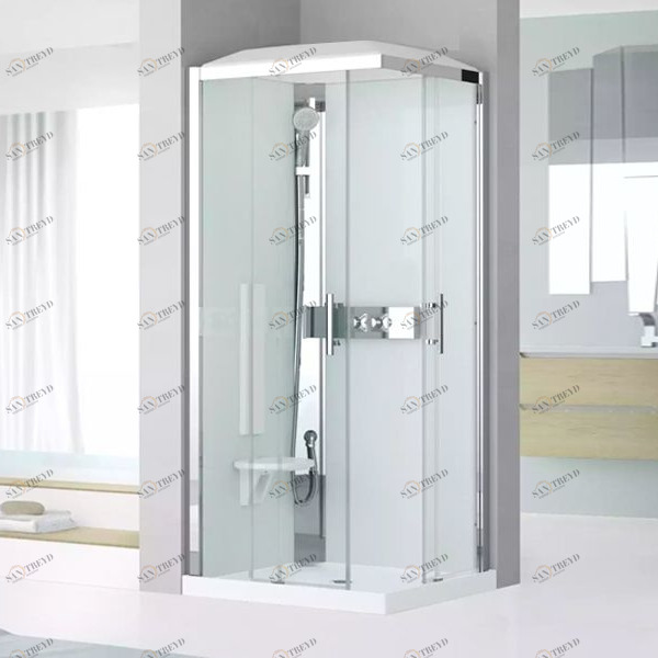 Душевая кабина термостатическая 90x90 GLAX 3 A90 STANDARD Novellini GLAX 3 с низким душевым поддоном, серебристым профилем и крышей GL3A90TT1B