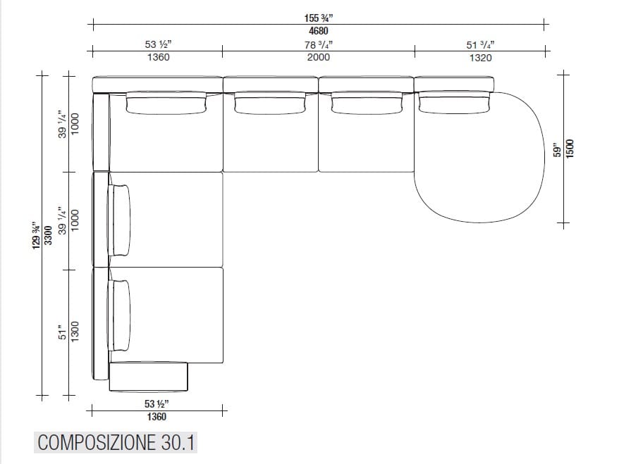 Кожаный диван с полуостровом Lema Venise ARCH-00001213 - Вид №22