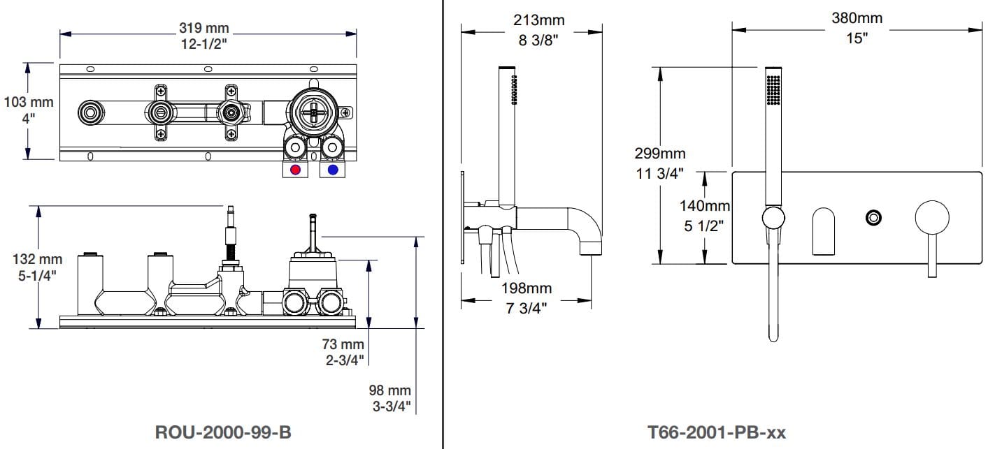 Настенный смеситель для ванны со сбалансированным переключателем давления BARIL Zip B66 ARCH-00057804 - Вид №4