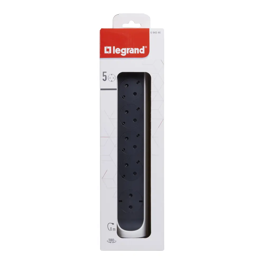 Колодка для удлинителя Legrand Комфорт 5 розеток с заземлением 3680 Вт цвет белый/черный 84024710 STLM-2034653  - Вид №3