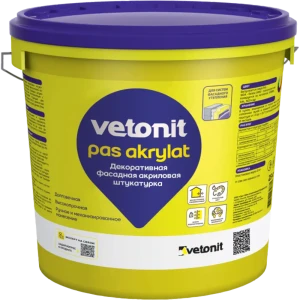 Декоративная штукатурка Vetonit ПАС Акрилат акриловая 1.5мм "шуба" база 0000 прозрачная 25кг