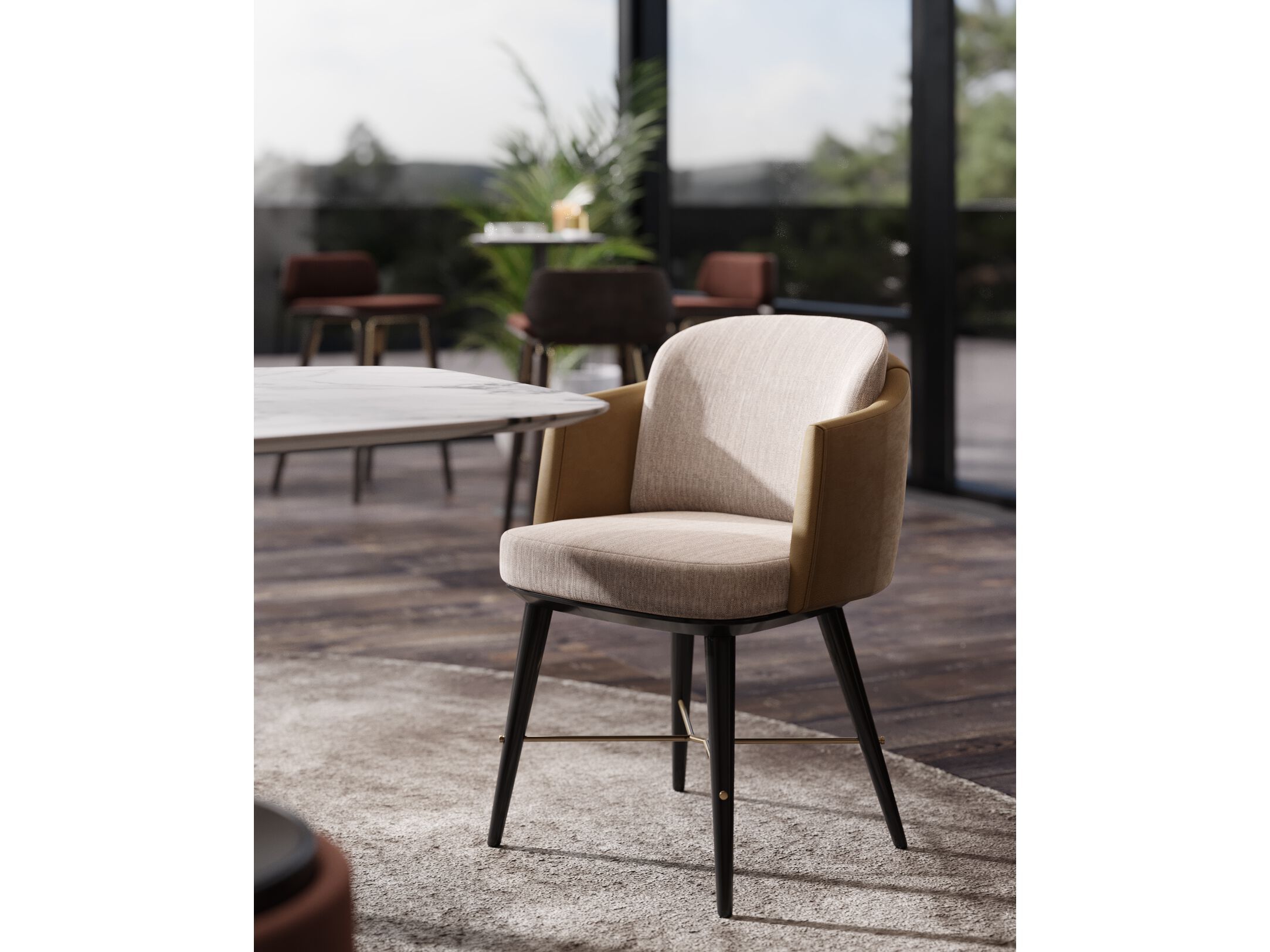 Тканевый стул с подлокотниками PRADDY Natur ARCH-00065818 - Вид №4