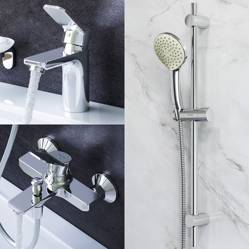 F40985A00 набор 3в1: см-ль д/умывальника см-ль д/ванны/душа душевой комплект шт. AM.PM X-Joy  - Вид №2