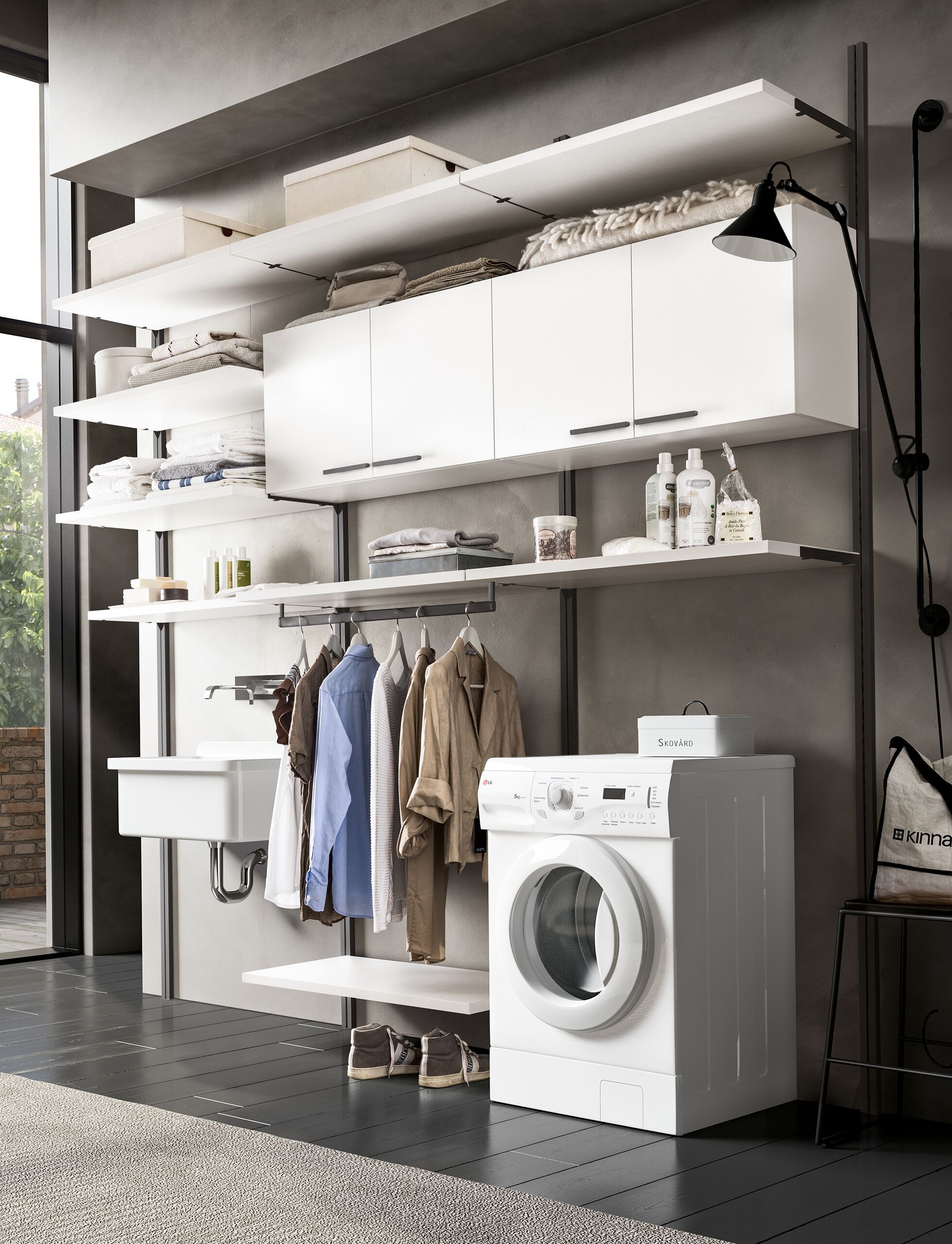 Деревянный подвесной шкаф для белья со стиральной машиной Adok Интермеццо ARCH-00022960 - Вид №1