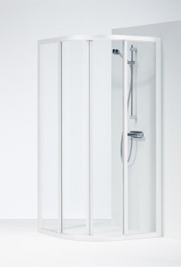 609081 IFO Душевая кабина круглая из кварца SVR VK, белые лакированные профили, прозрачное стекло, SVP NK 900 x 900