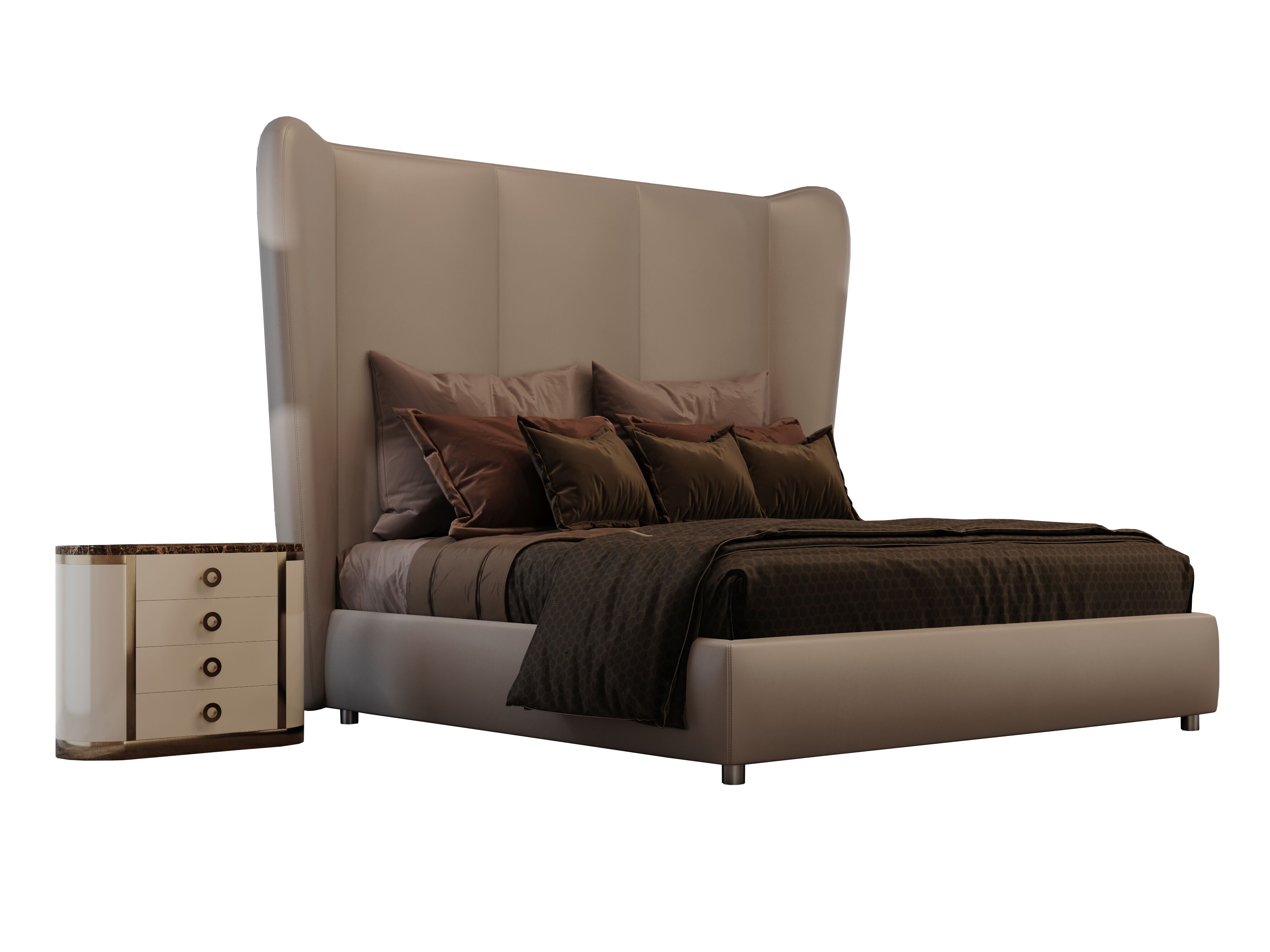 Деревянная двуспальная кровать с мягким изголовьем EUPHORIA EAR ARCH-00008775