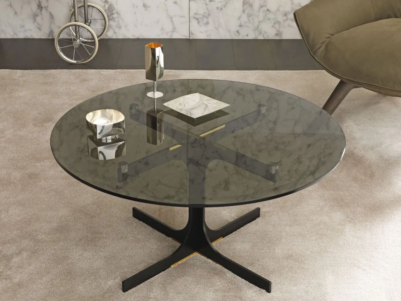 Круглый стеклянный журнальный столик MisuraEmme JANUS ARCH-00048633 - Вид №1