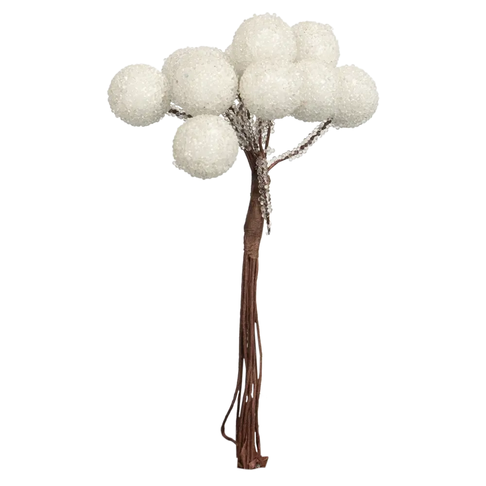 89368882 Новогоднее украшение Ветка Морозные яблоки 11x4 см белый STLM-1333474 Santreyd 