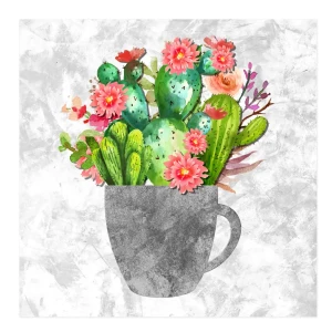 Картина на холсте Кактусы в чашке 30x30 см 85999114 STLM-2191701