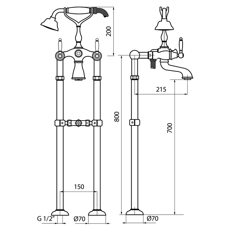 DO720801010 Смеситель для ванны Webert Dorian - Вид №1
