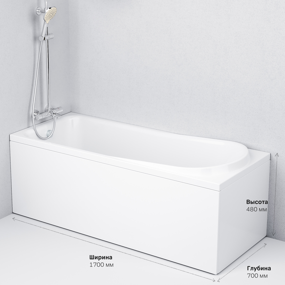 W80A-170-070W-A ванна акриловая A0 170х70 смшт AM.PM Like - Вид №9