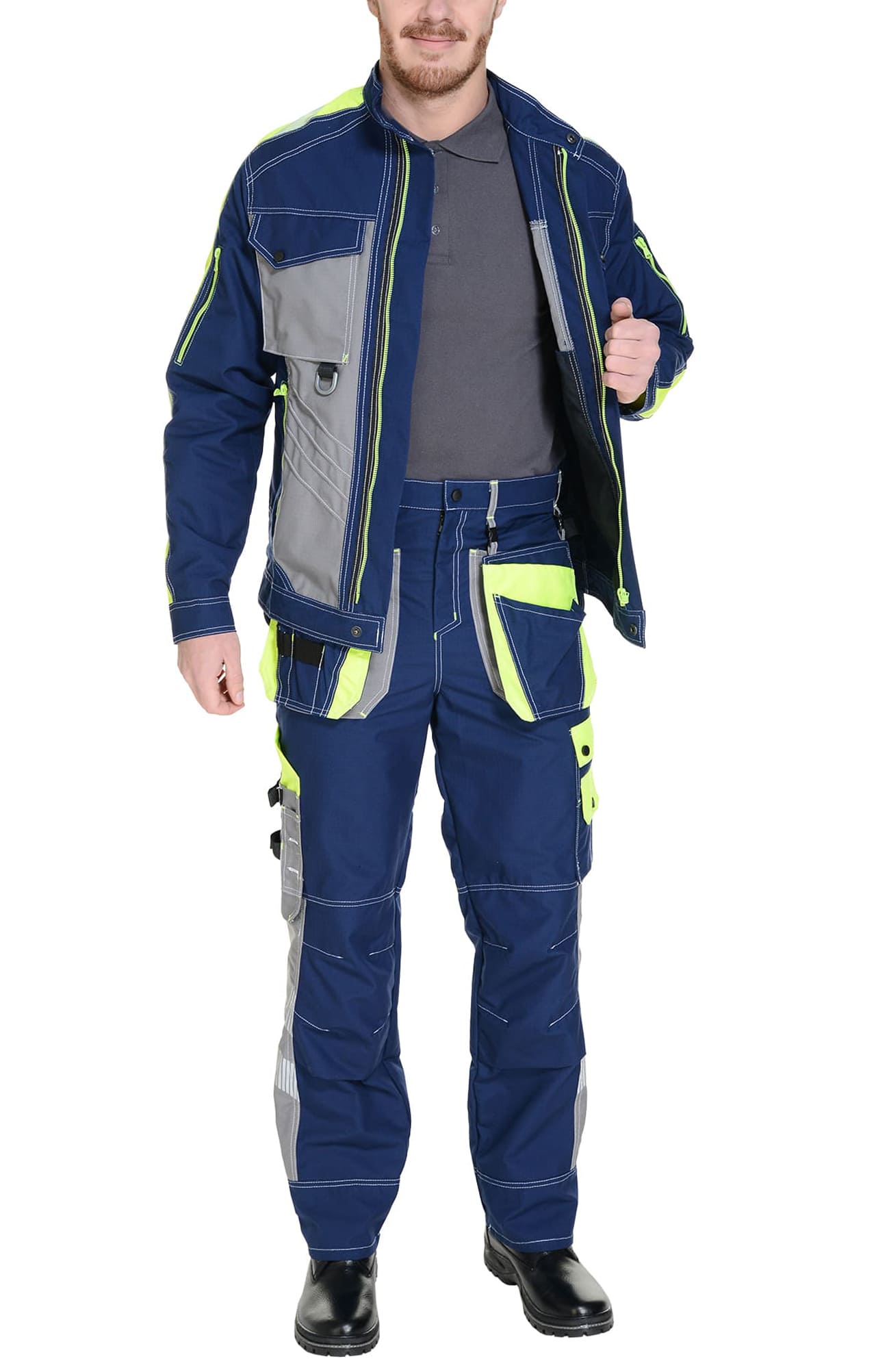 68844 Костюм "Прогресс" темно-синий с серым лимон  Летняя спецодежда  размер 52-54/170-176  - Вид №10