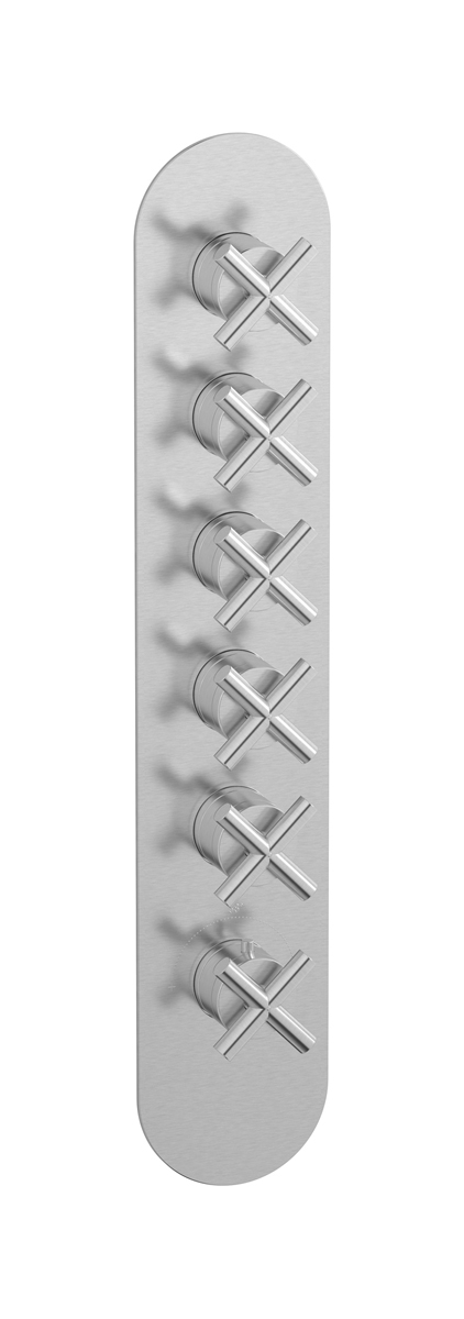 Комплект наружных частей термостата на 5 потребителей - вертикальная овальная панель с ручками Wow WE ARE IB eua512ssnwo Brushed Nickel Aqua