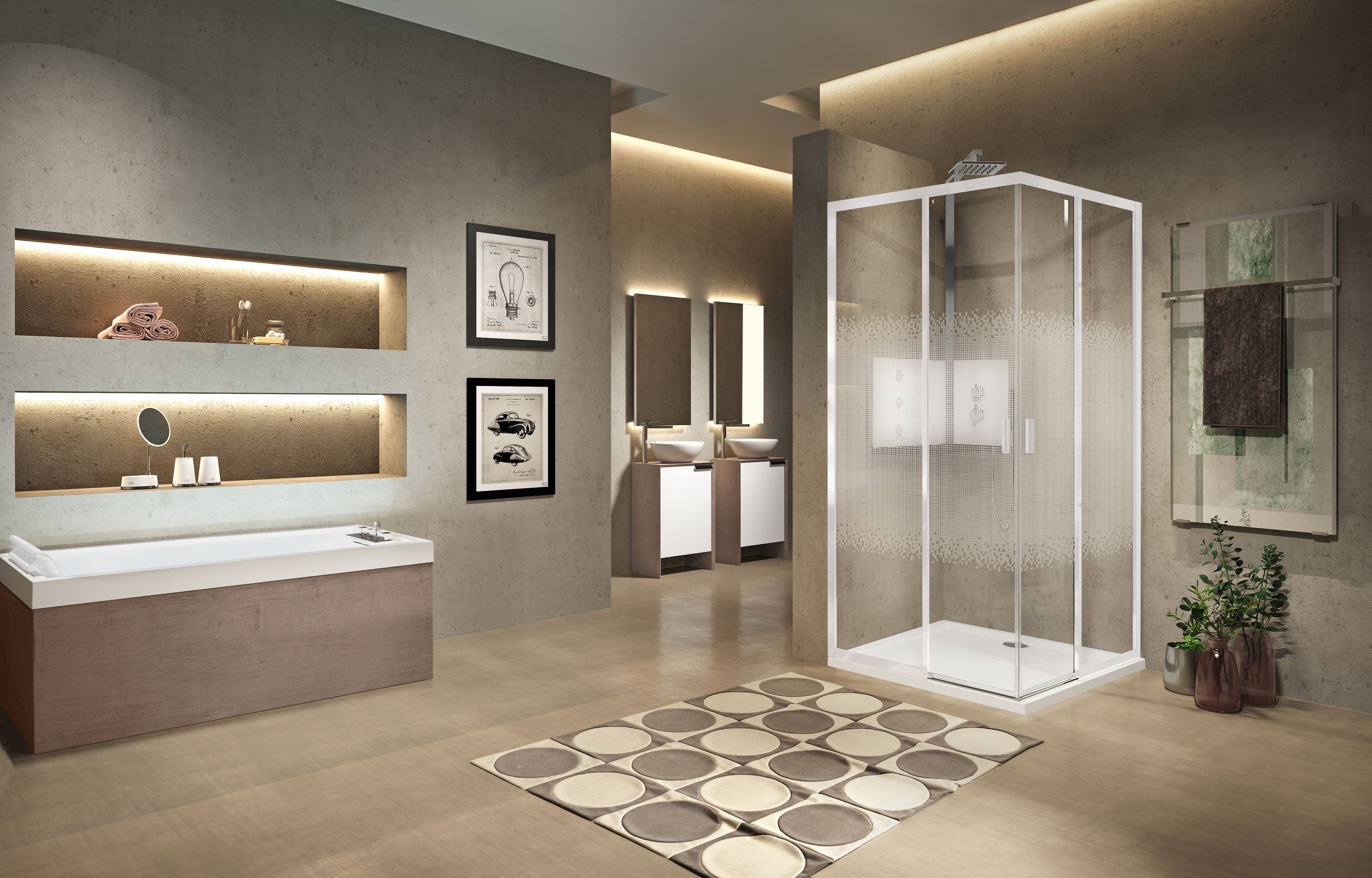 Угловая душевая кабина с раздвижной дверью Novellini Lunes ARCH-00092948 - Вид №1