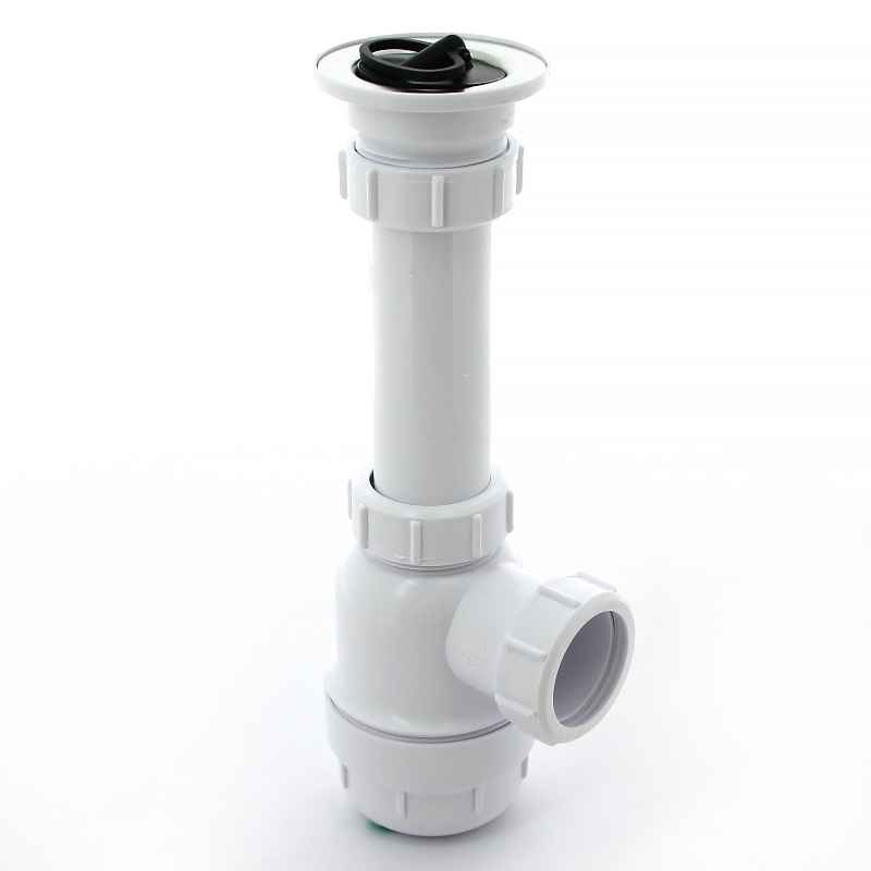 Сифон McAlpine бутылочный 1 1/2"х40 мм с выпуском 70 мм нерж. решетка пробкой выход компресс. D=40 мм MRSK2