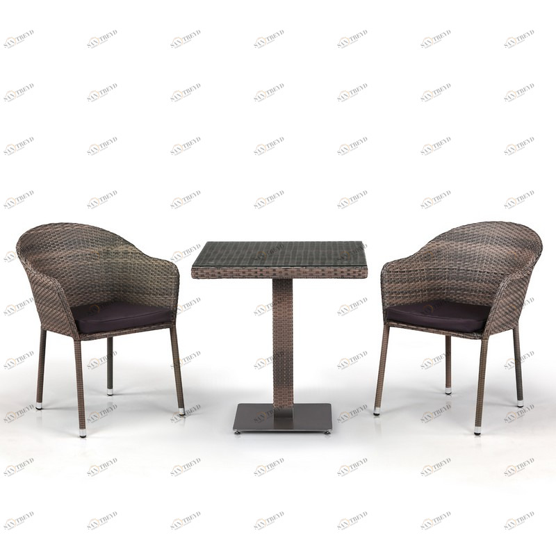 Мебель садовая, столик и кресла серые на 2 персоны Lopera AFINA  130549 Серый 