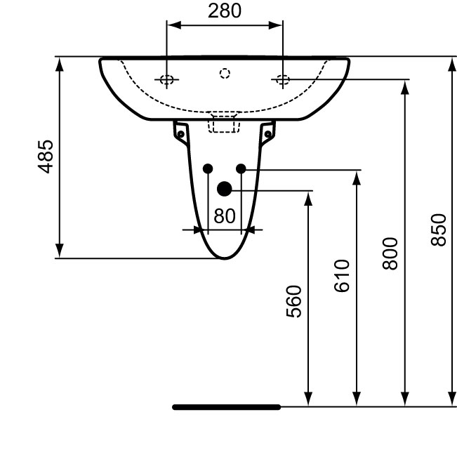 W413961 Раковина для установки с пьедесталом / полупьедесталом VIDIMA SIRIUS - Вид №2