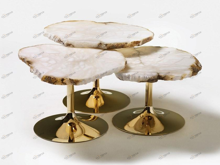 edra Журнальный столик с металлическим основанием и столешницей из алебастра  Cld010/020/030 