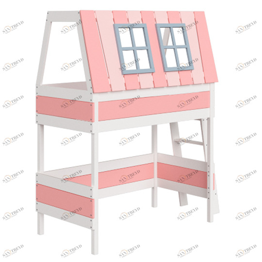Кровать-чердак Home West M 80х160 см белая, розовая ELLIPSE ELLIPSE HOME 351808 Белый;розовый Santreyd 