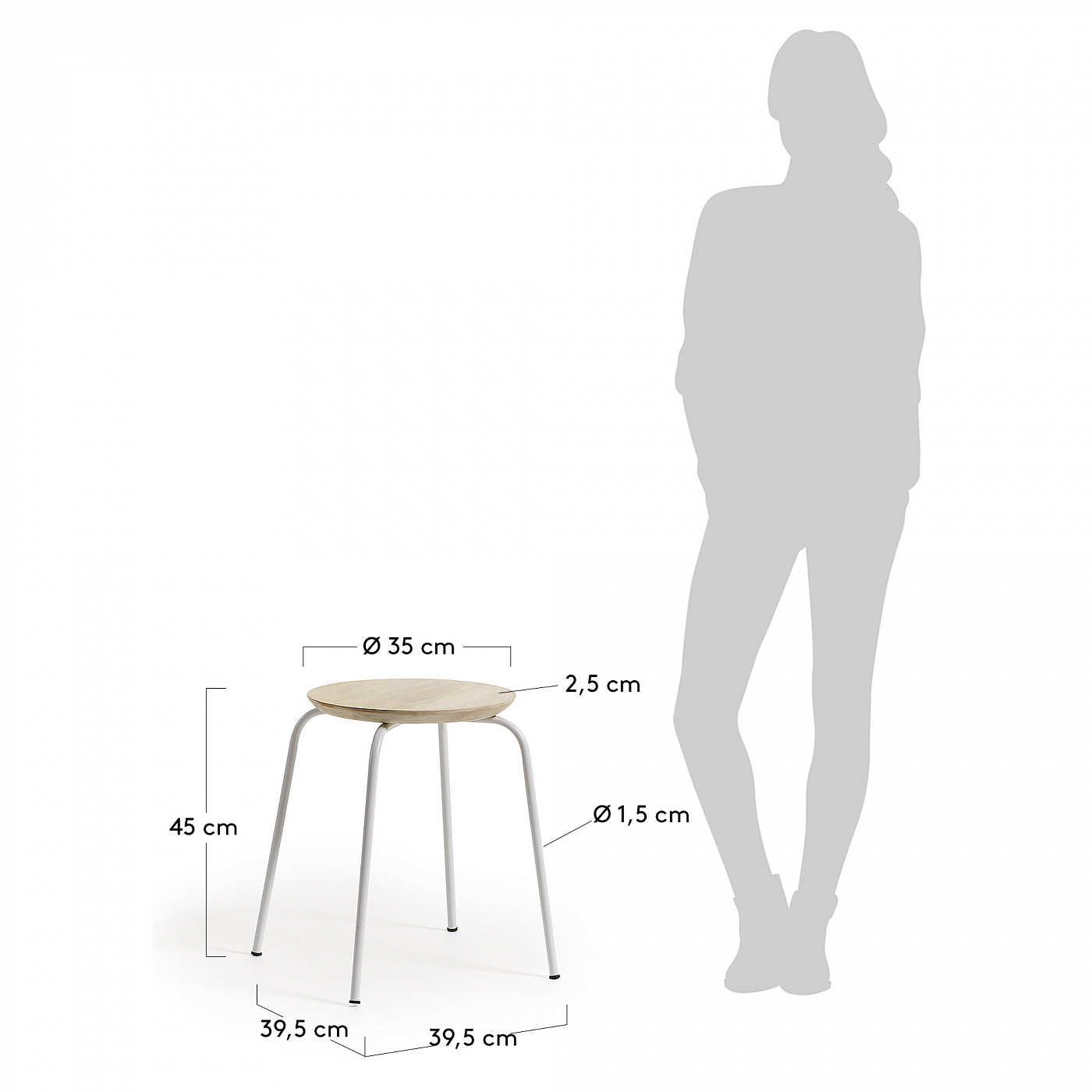 054246 Табурет Nax белый металл дерево La Forma Ren Rén - Вид №2