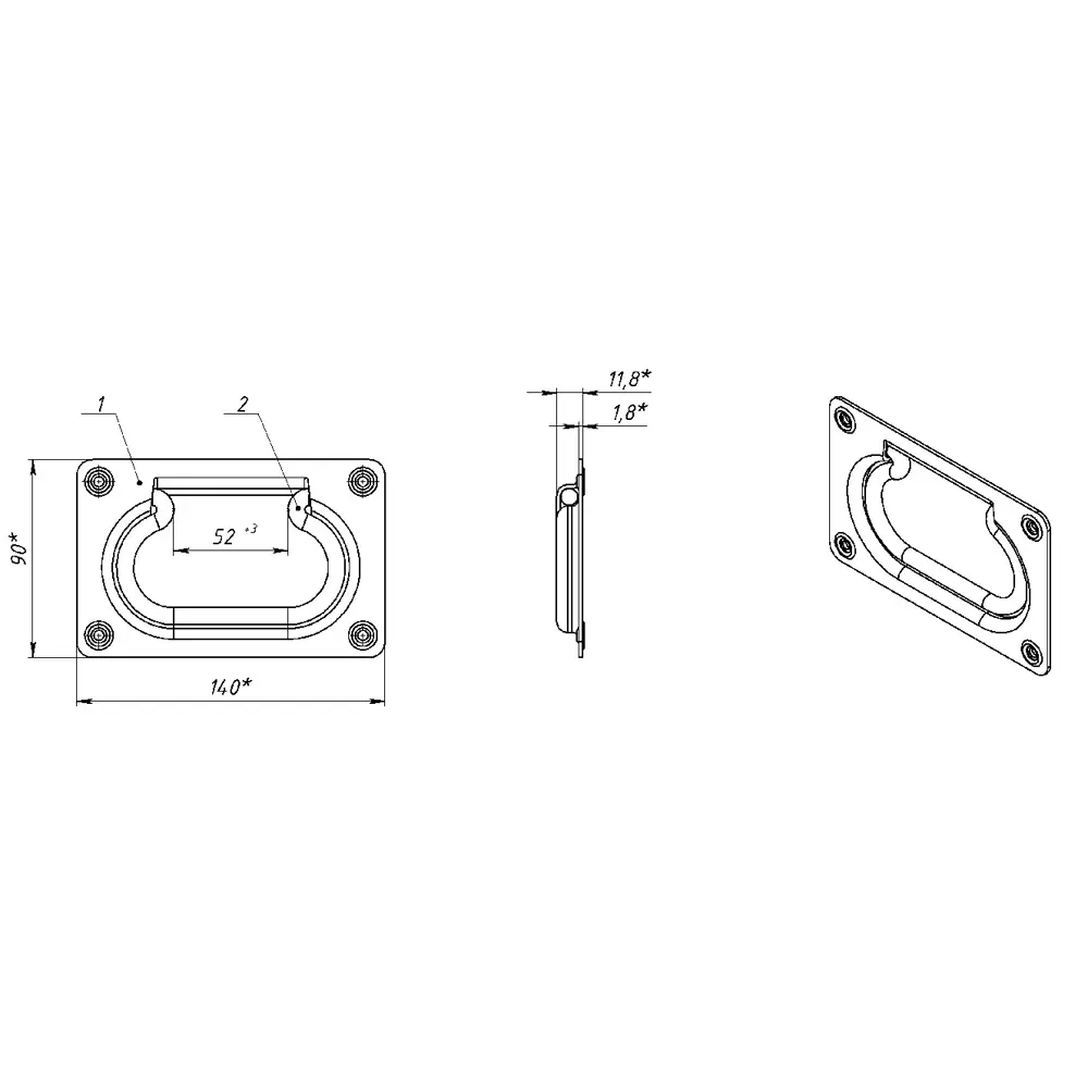 Откидная ручка МЕТАЛЛИСТ для люков и ящиков 140×90 мм 89416628 STLM-1577582 - Вид №8