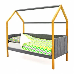 Детская кровать-домик мягкая дерево-графит Svogen БЕЛЬМАРКО  00-3873182 Бежевый;серый