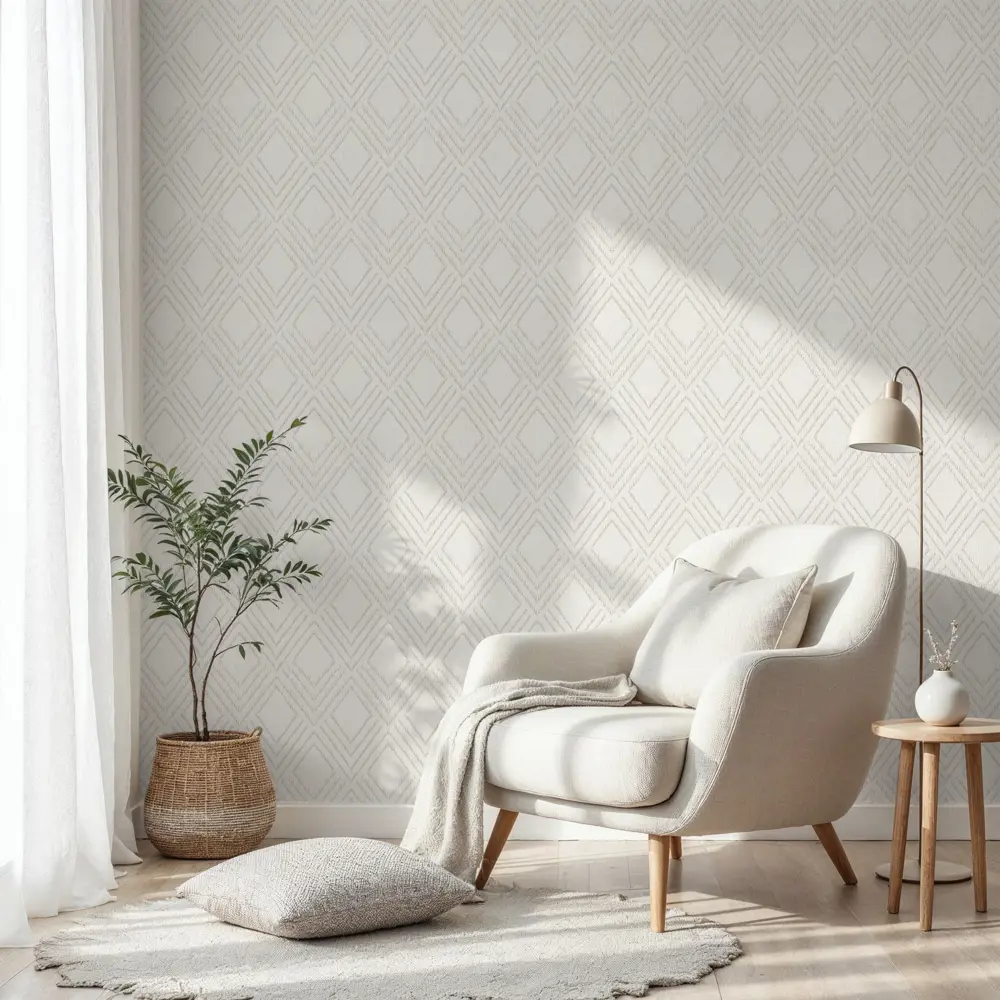 Обои флизелиновые Wallsecret Lana белые с геометрическим рисунком 89420071 STLM-1564336 - Вид №2