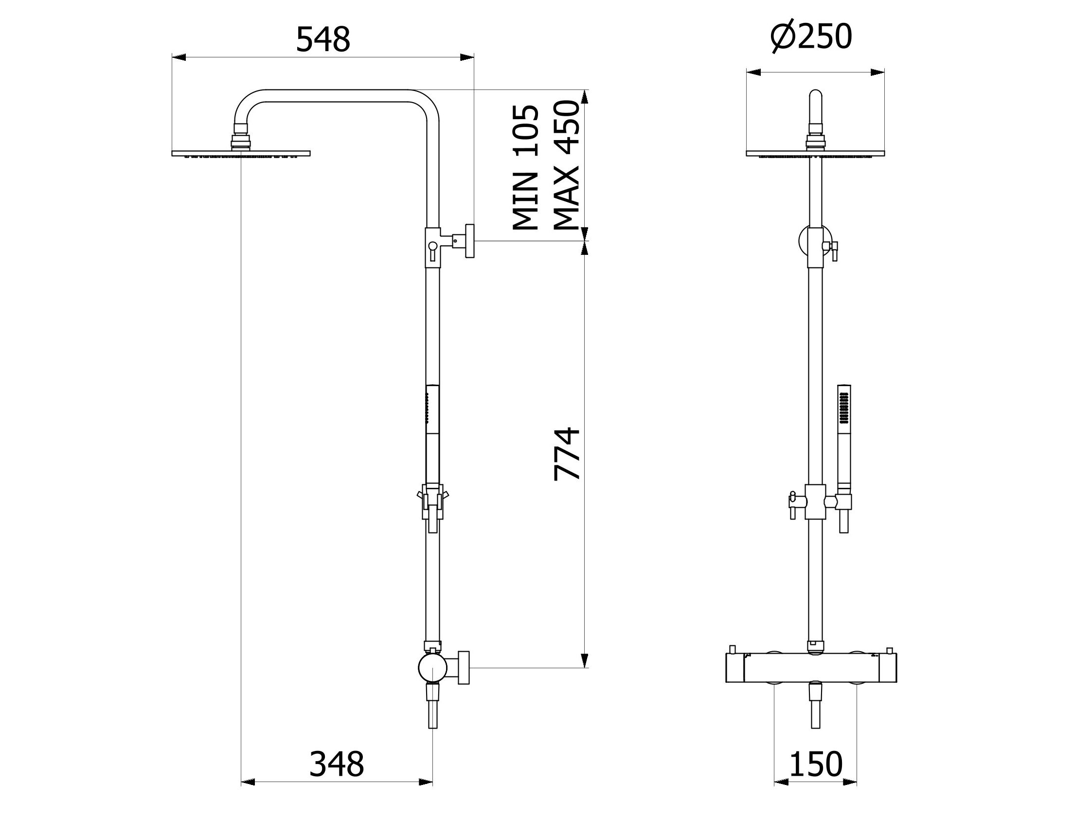 Настенная термостатическая душевая колонна с ручным душем IB промышленность ARCH-00033258 - Вид №13