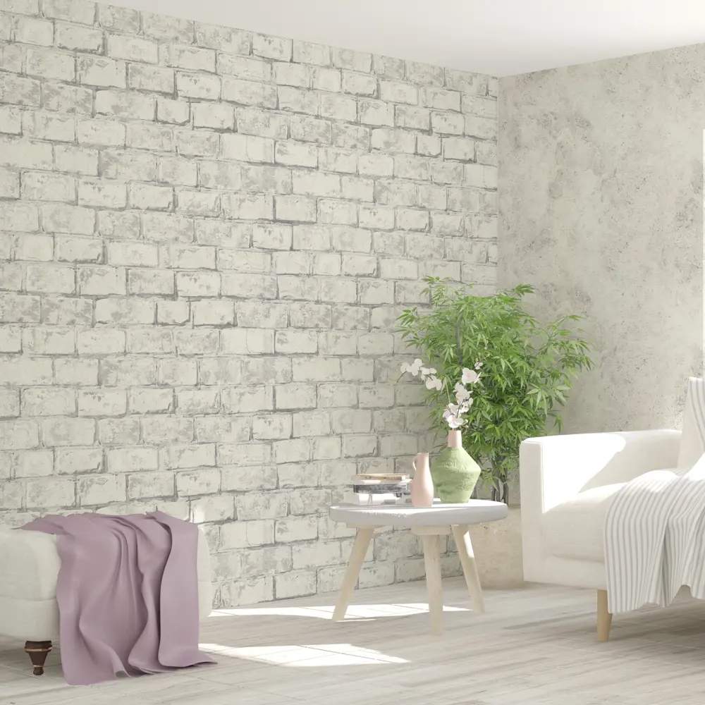 Обои флизелиновые Inspire Rock серо-белые 1.06 м White 0 STLM-2093282 - Вид №4