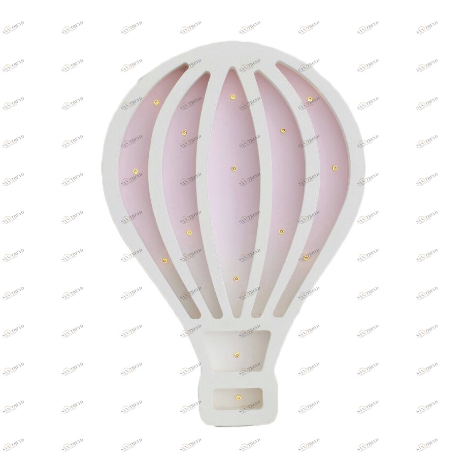 Ночник деревянный 30 см белый с розовым "Воздушный шар New" LAMPA I DEREVO  00-3880219 Белый;розовый Santreyd 