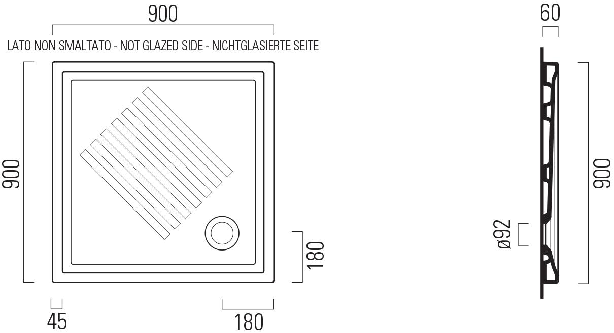 GSI ceramica Квадратный нескользящий керамический душевой поддон H6 339711 - Вид №4