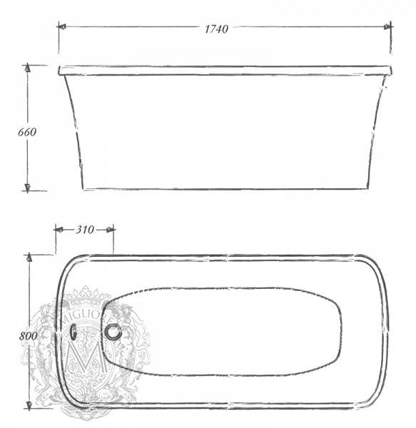 24253 Ванна из литьевого мрамора Migliore Olivia - Вид №3