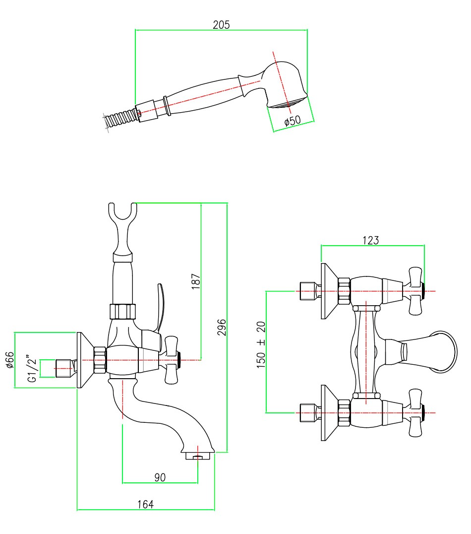 AM720201015(153) Смеситель для ванны , хром Webert Armony - Вид №1