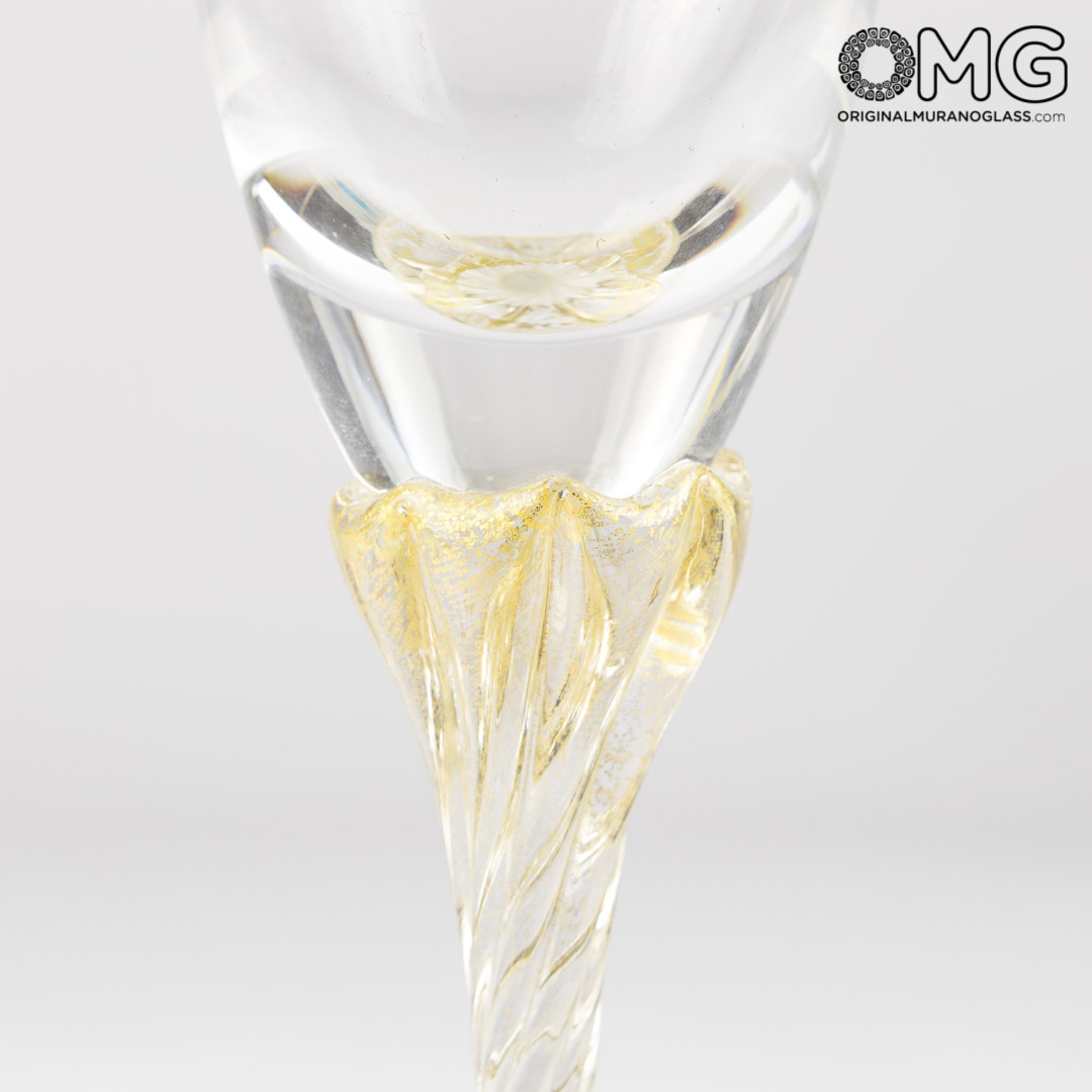 4288 ORIGINALMURANOGLASS Бокалы-флюте для шампанского Барокко - набор из 2 бокалов - муранское стекло OMG 7 см  - Вид №1
