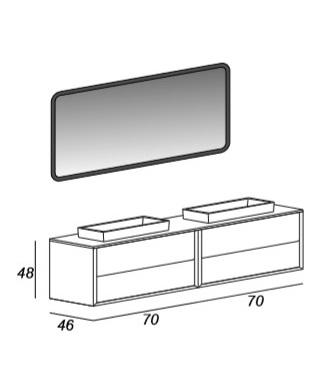 Мебель для ванной CEZARES BELLAGIO 140 Black&Gold Stone - Вид №2