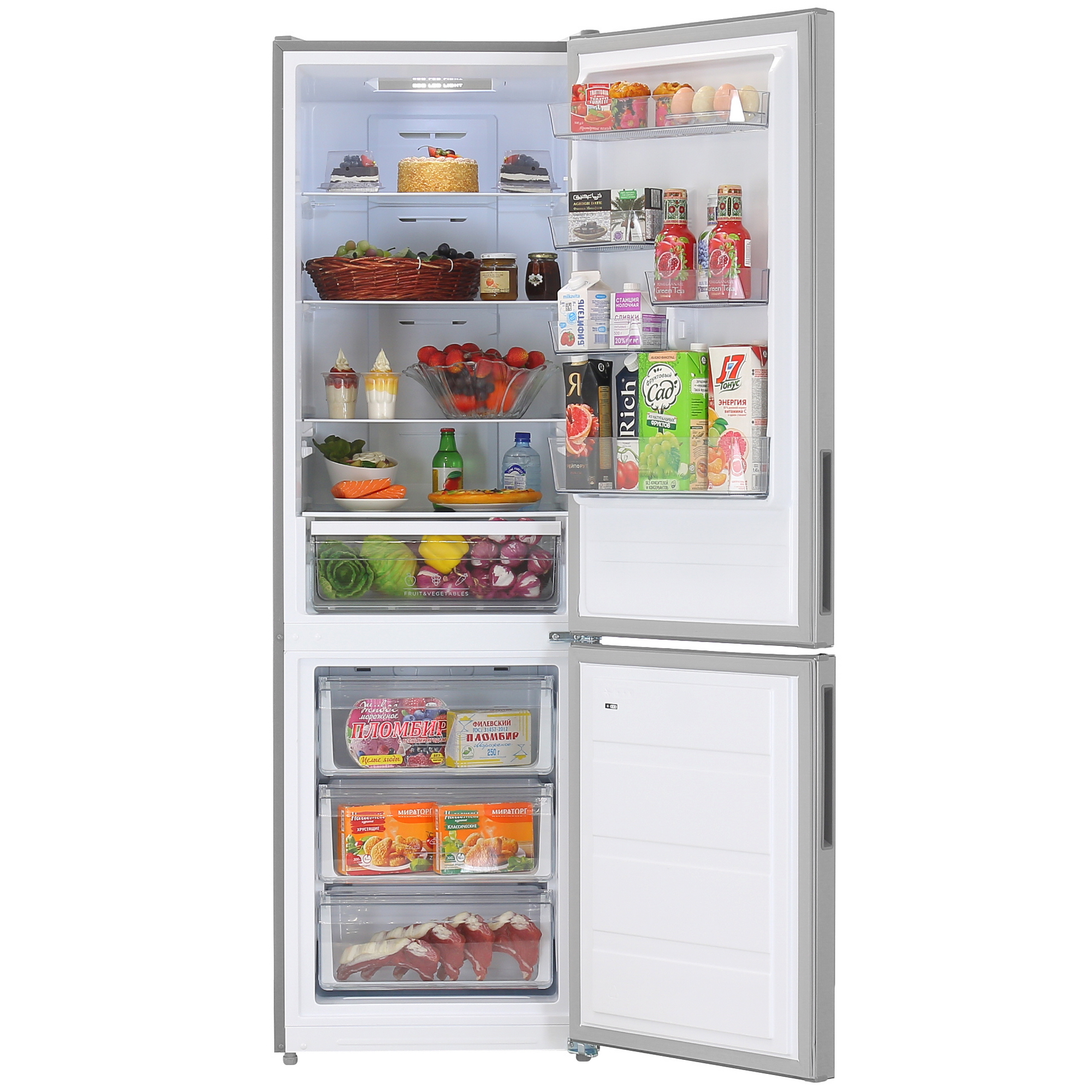 9064767 Холодильник с морозильником   DEXP B4-32AMA серебристый STDN-0072969 - Вид №5