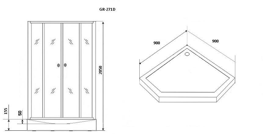 Душевая кабина GROSSMAN GR271D (90*90*205)  - Вид №6
