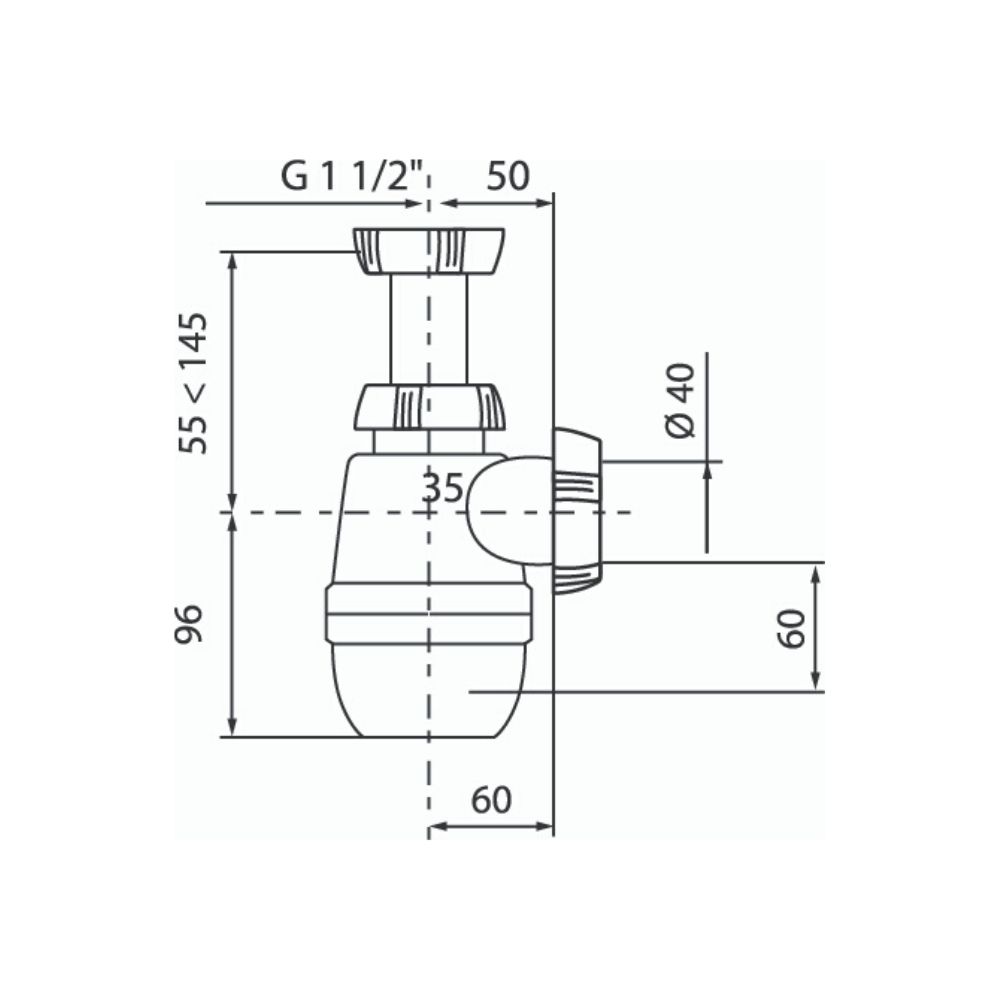 Сифон МИНОР без выпуска 1 ?  х 40 мм (30718023) 30718023 Santreyd  - Вид №1