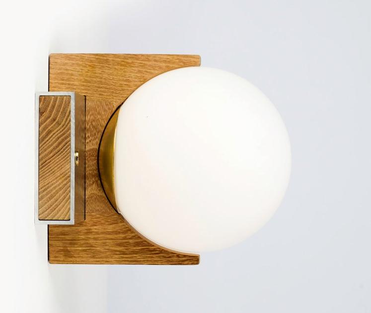 Pascal & Philippe Настенный светильник из опалового стекла и основание из алюминия и дерева Juliette sun-id-1457910 - Вид №2