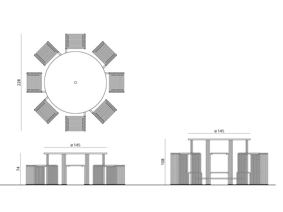 Высокий стол для общественных мест со встроенными стульями Urbantime Zeroиндексы.015 ARCH-00150029 - Вид №8