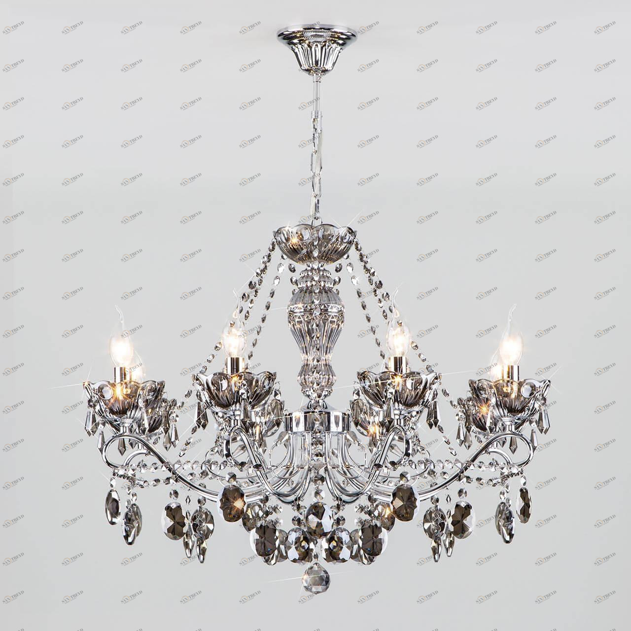 Подвесная люстра Eurosvet Teodore 10103/8 хром/дымчатый хрусталь Strotskis EUROSVET ДИЗАЙНЕРСКИЕ, TEODORE 00-3888061 Прозрачный 