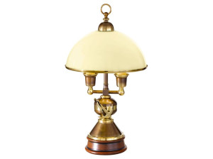 Латунная и стеклянная настольная лампа