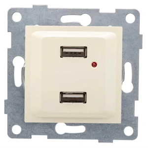 Розетка двойная USB встраиваемая Gusi Electric Ugra цвет бежевый