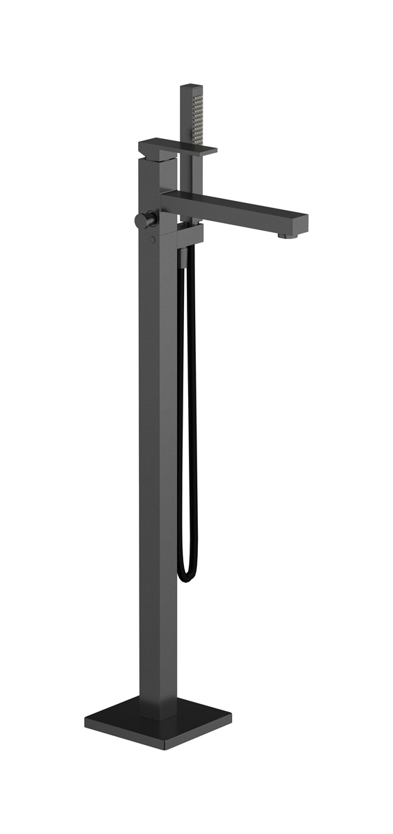 Напольный смесиель для ванны с встроенным душем. WE ARE IB ru399cs Brushed Black Chrome Rubacuori 