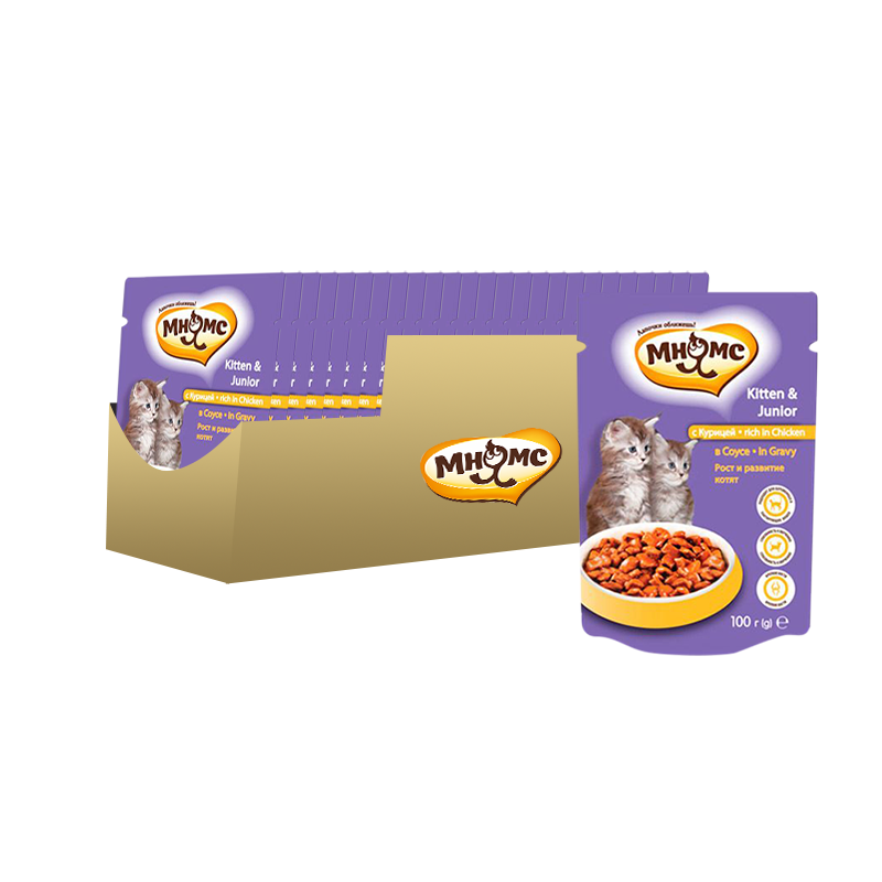ПР0038792*24 Корм для котят Рост и развитие, курица в соусе конс. пауч (упаковка - 24 шт) МНЯМС 